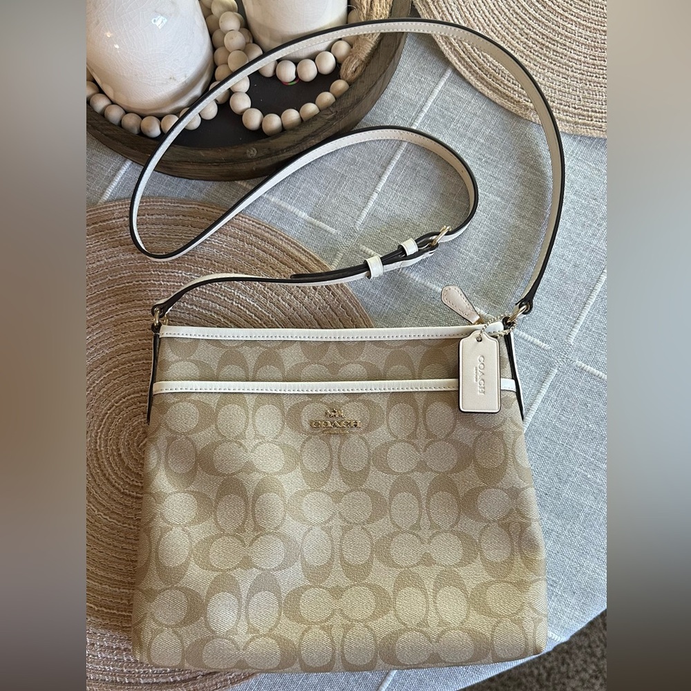 Coach Beige and Cream Crossbody Bag - Like New!